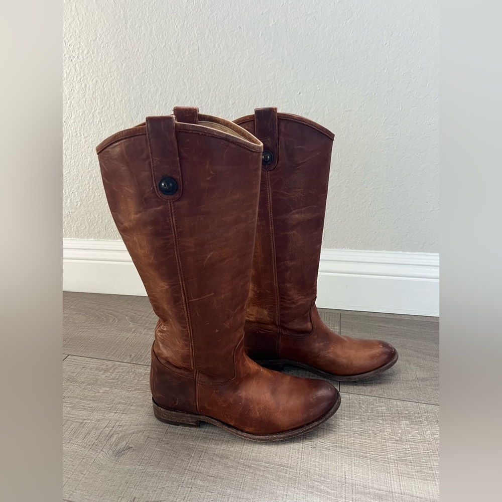 Frye Melissa Cox Cognac Brown Leather Boots Womens 7.5 B